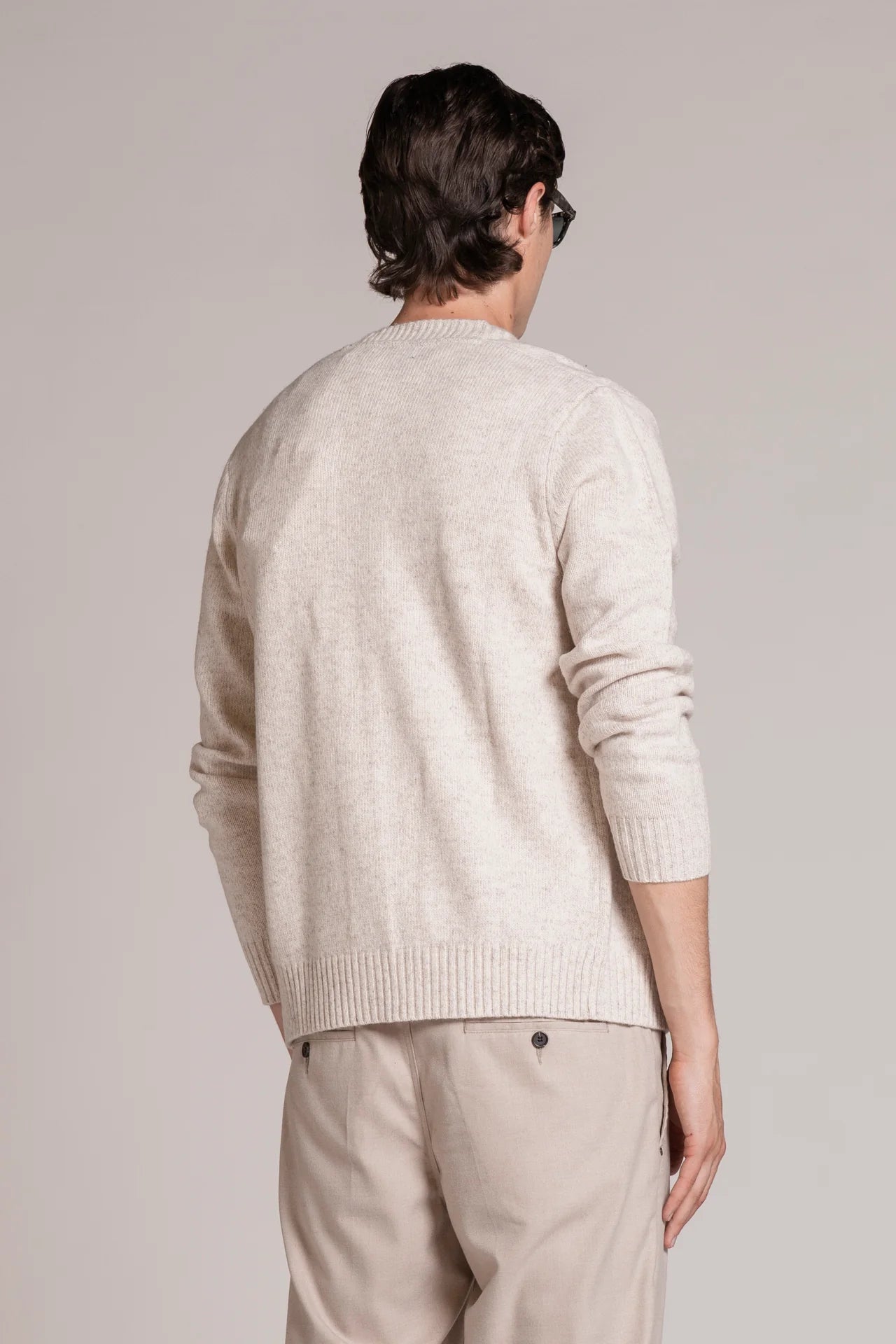 BYRNE CARDIGAN IN MOULINE'ECRU'