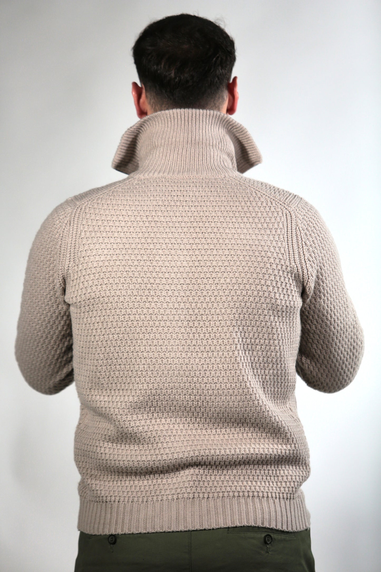 ERICK GIUBBINO FULL ZIP IN MERINOS ECRU'