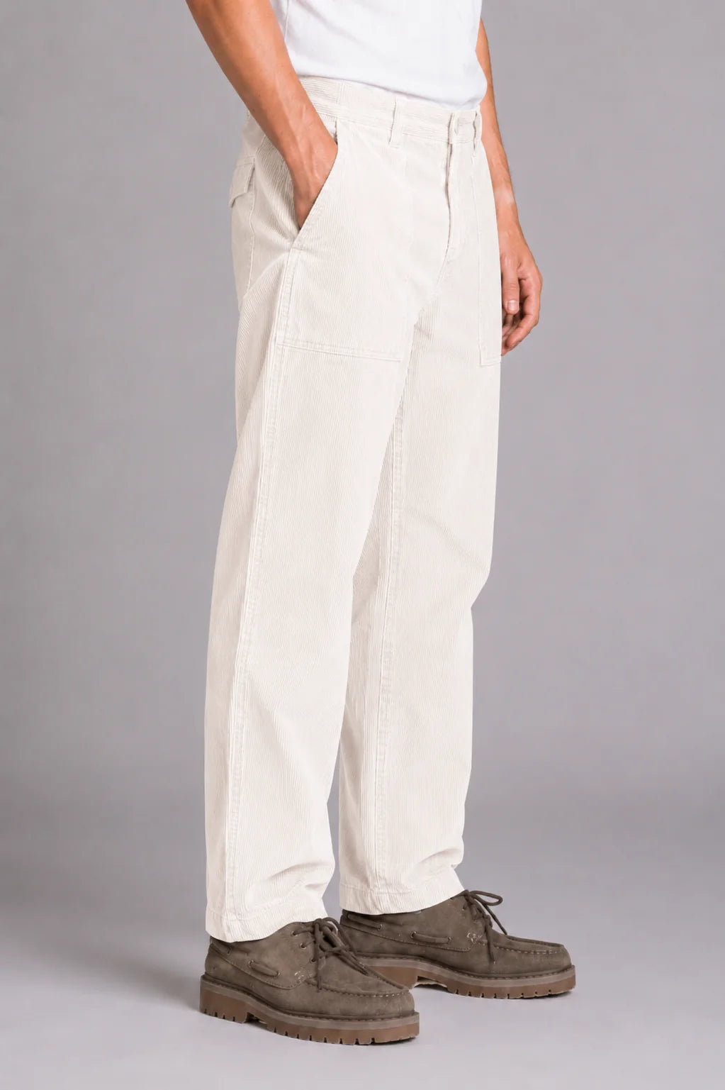 IMPURE PANTALONE FATIGUE OFF WHITE IN CORDUROY