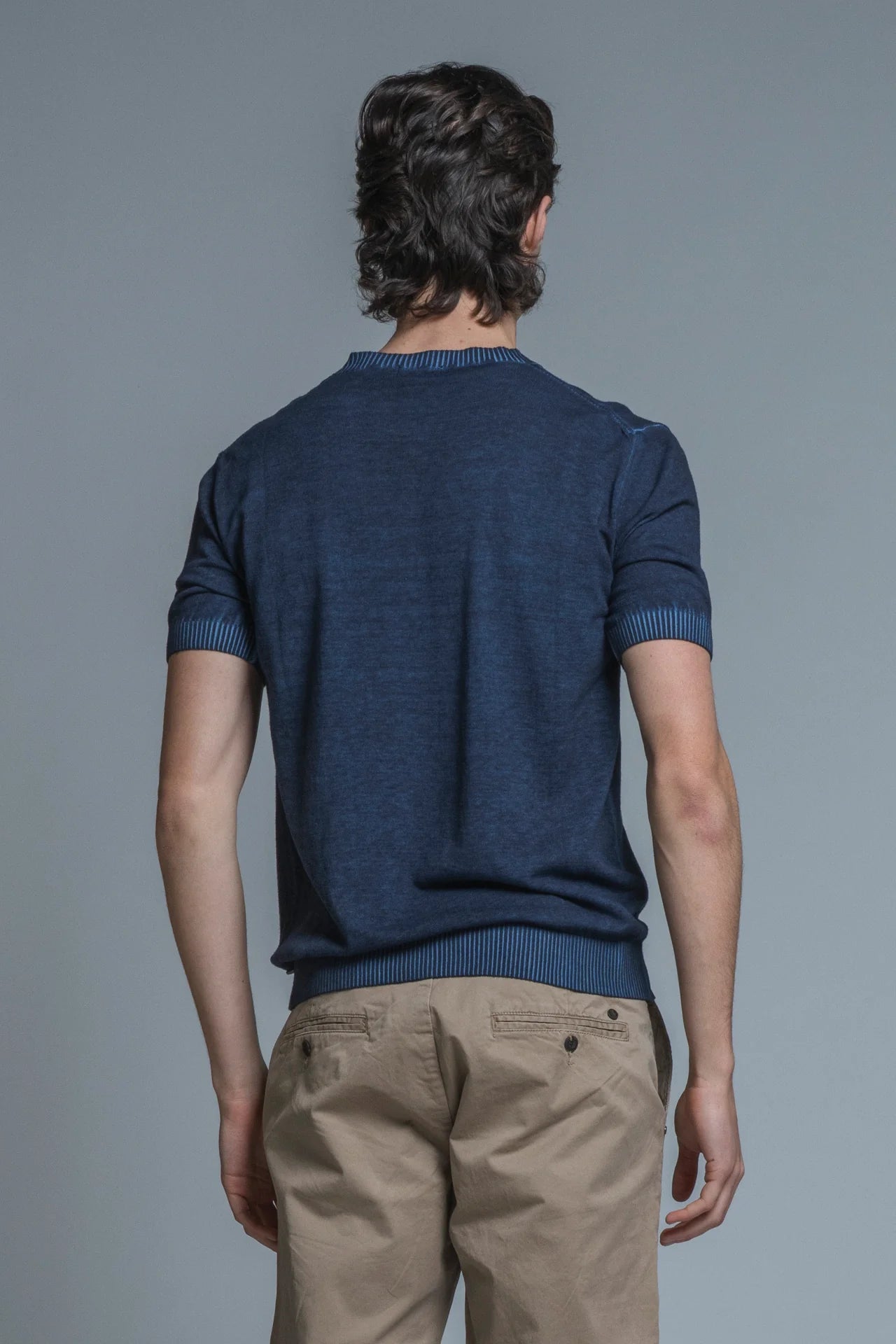 SAMUEL T-SHIRT IN COTONE CREPE NAVY