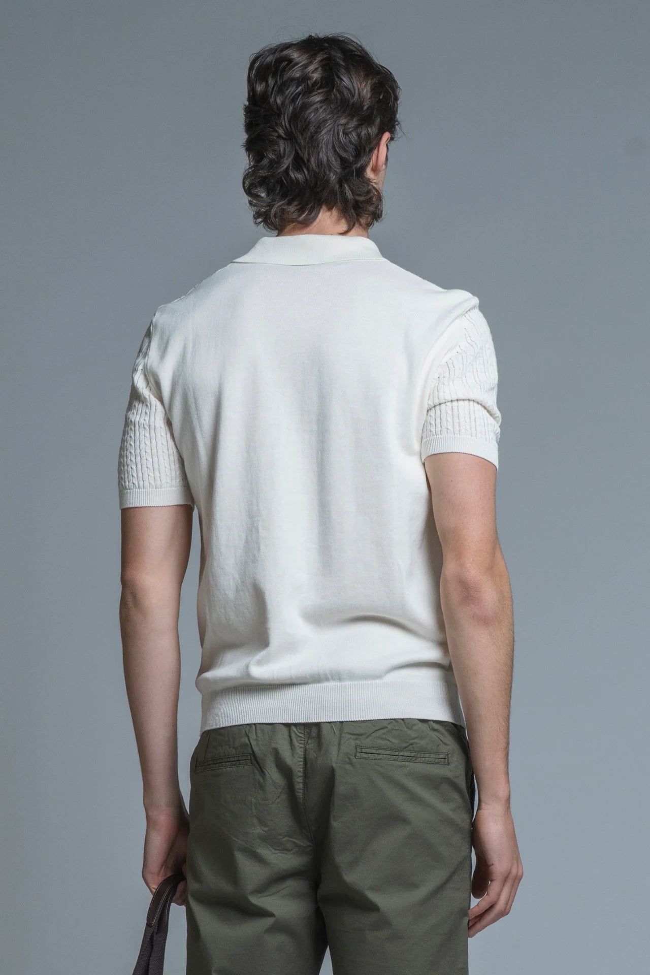 HILLS POLO CABLE IN COTONE CREPE WHITE