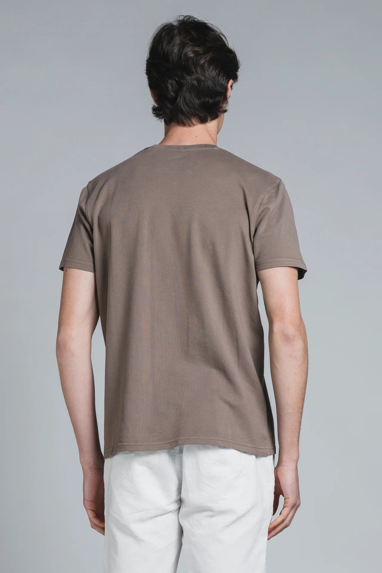 JOSHUA T-SHIRT IN PIQUET STRETCH BROWN
