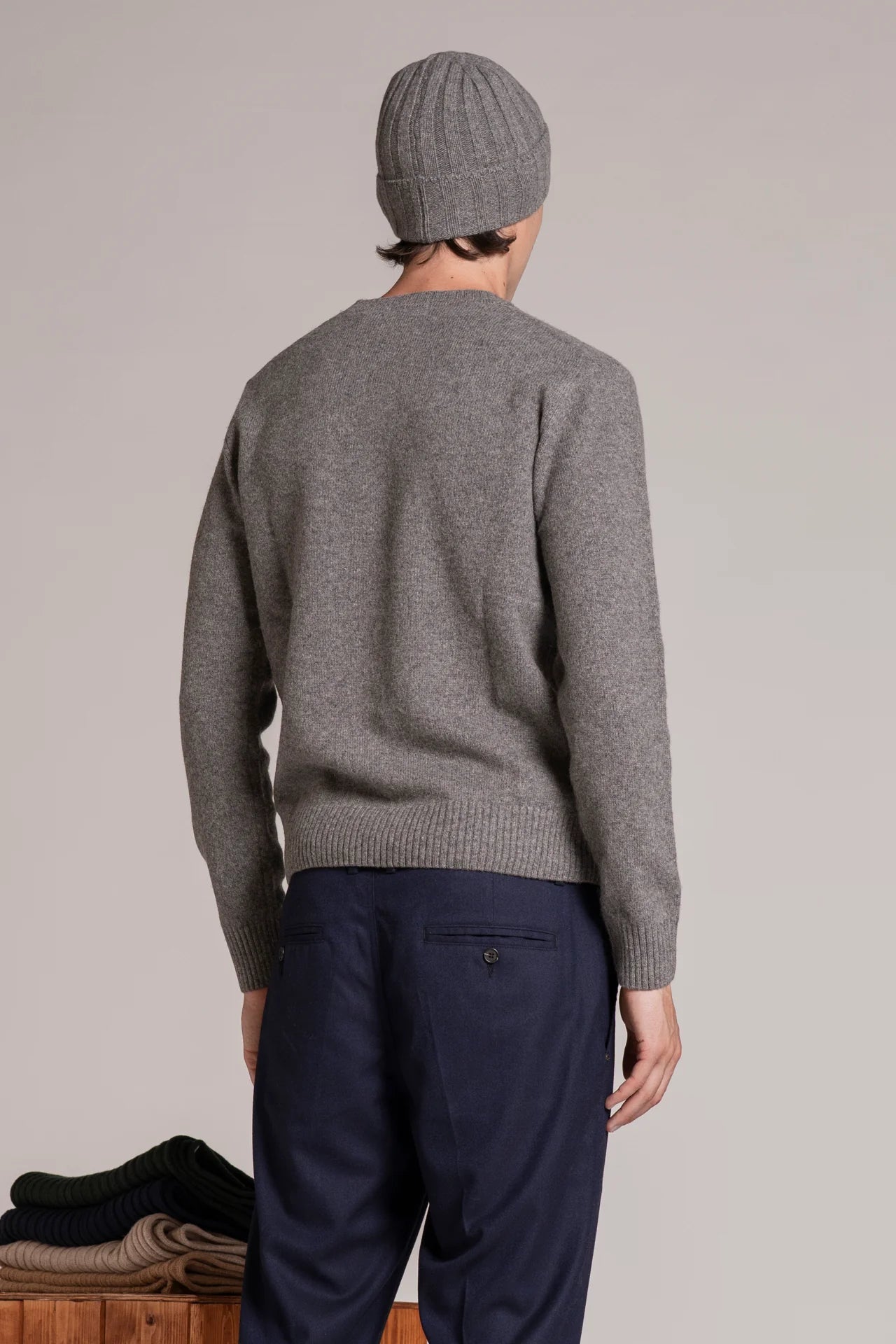 CHARLIE SWEATER IN LAMBSWOOL GREY MELANGE