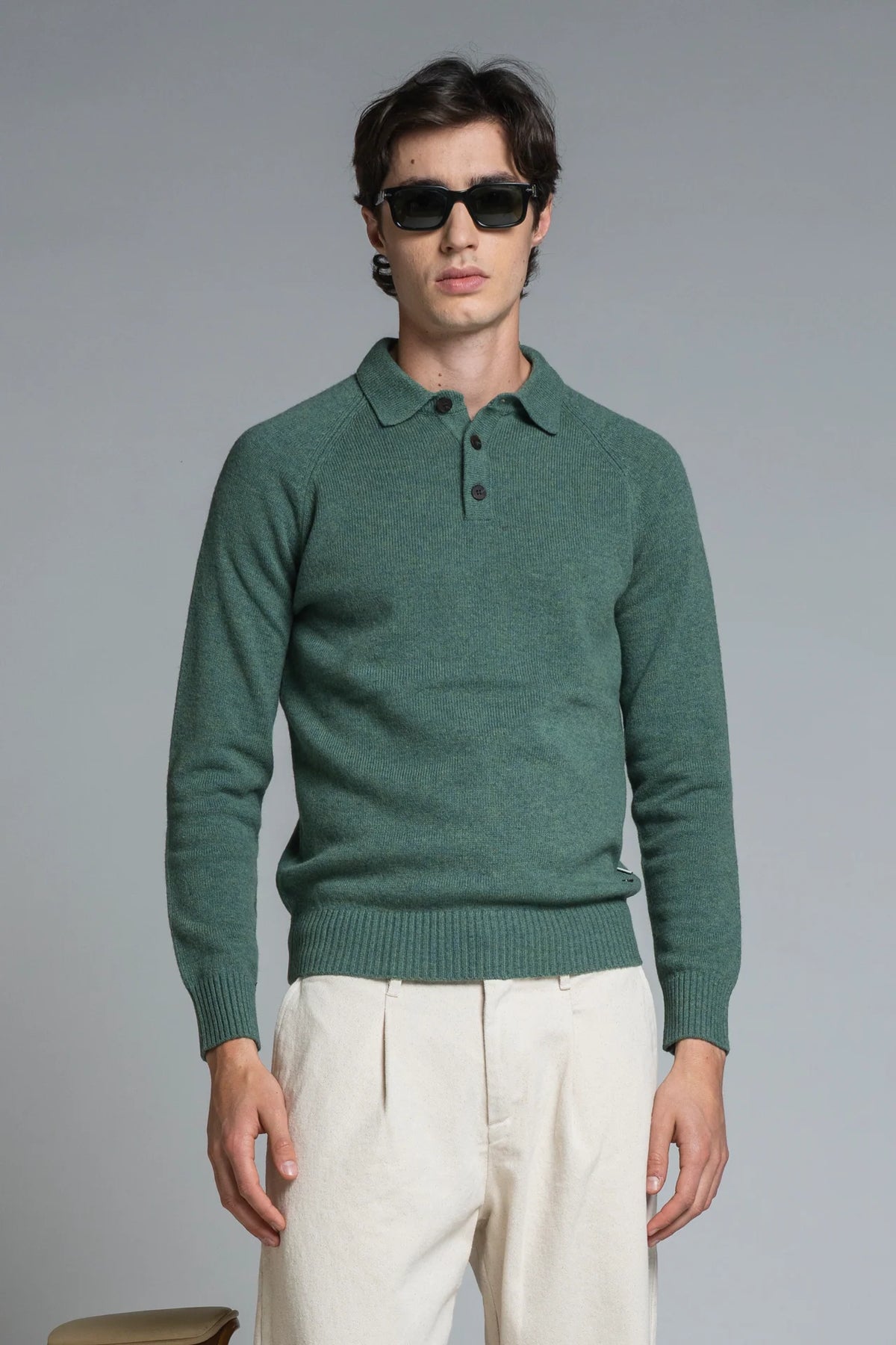 IMPURE COLIN POLO IN LAMBSWOOL GLASS GREEN