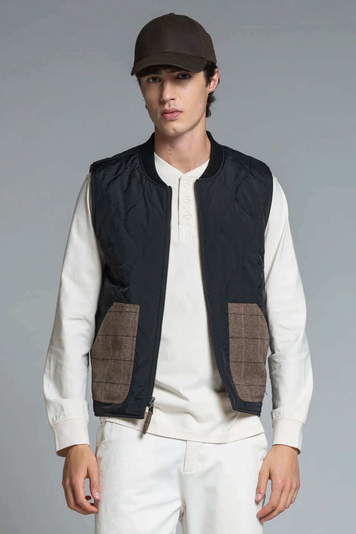 IMPURE GILET REVERSE IN CHECK MIXED WOOL