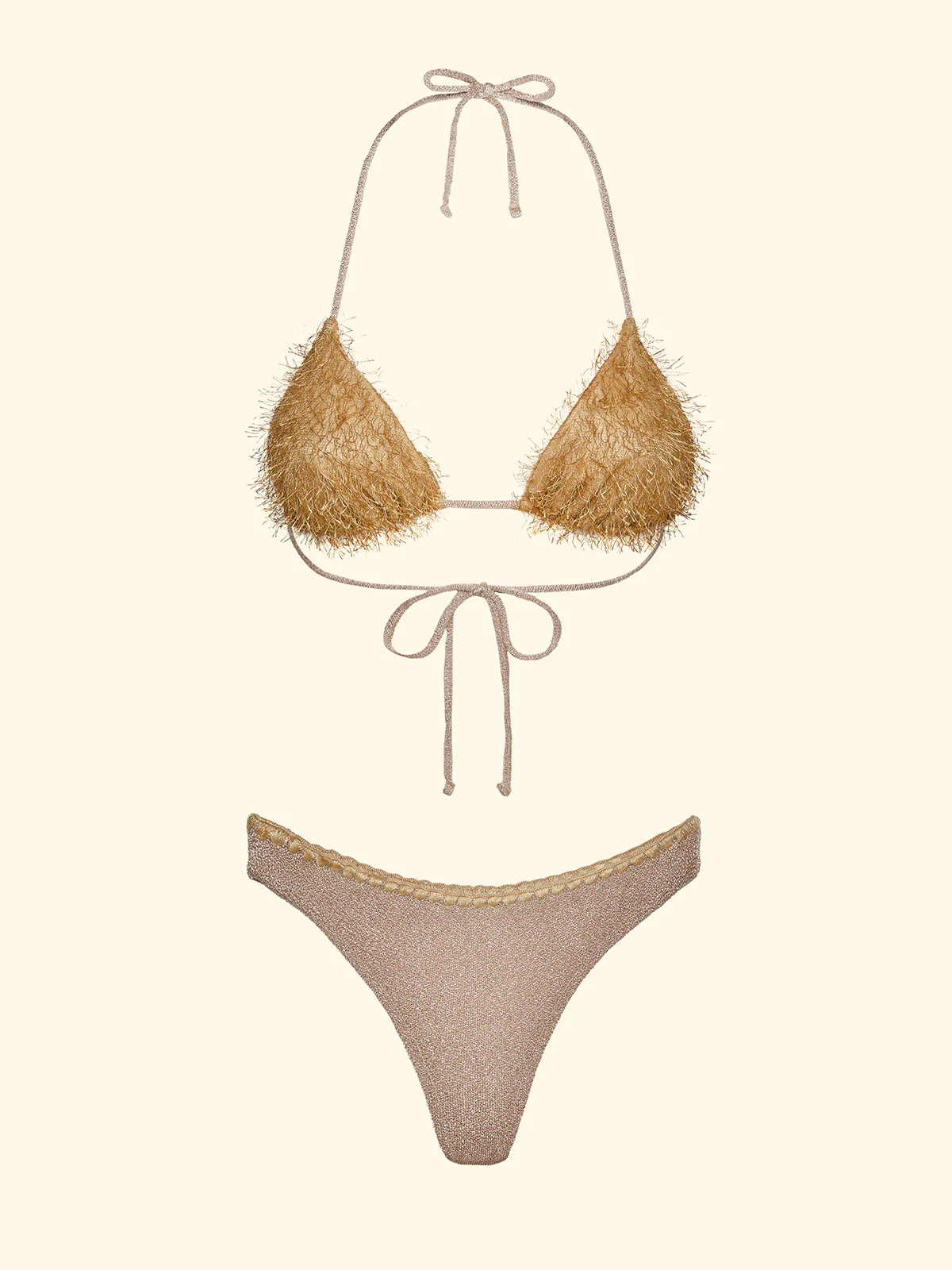 BIKINI F**K TRIANGOLO CON SLIP PERIZOMA GOLD