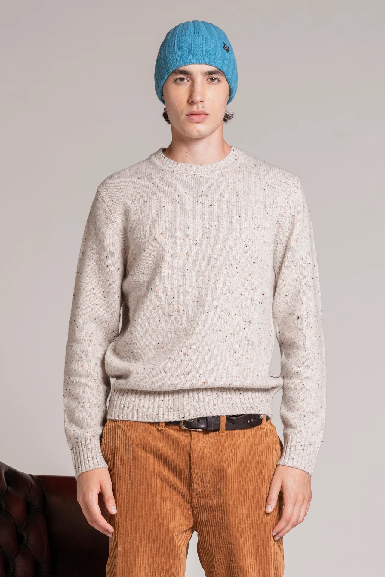GEORGE SWEATER IN MOULINE' BEIGE
