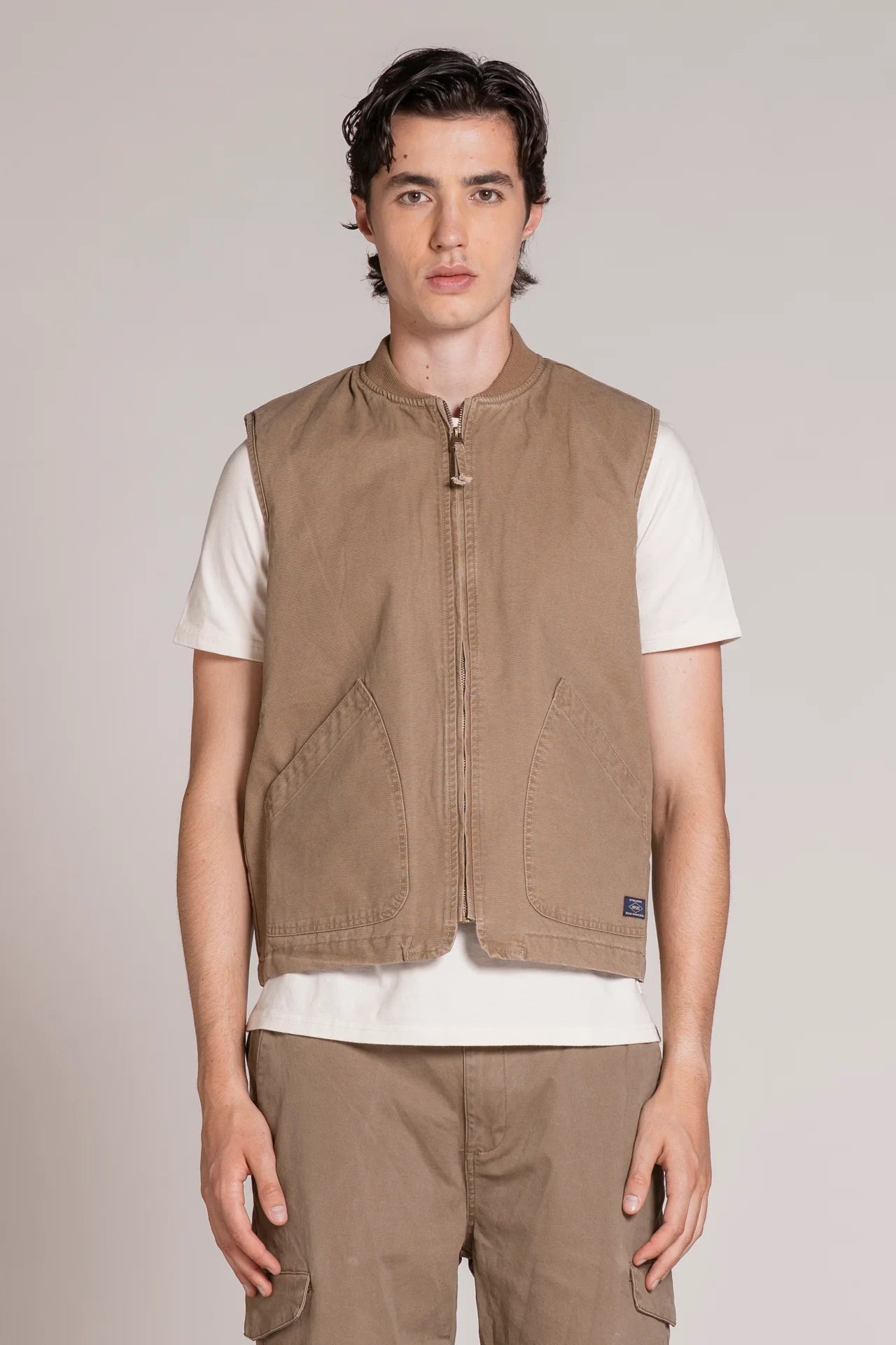 TEERY GILET IN CANVAS KAKI