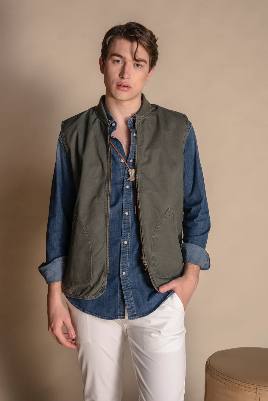 GILET CANVAS VERDE MILITARE