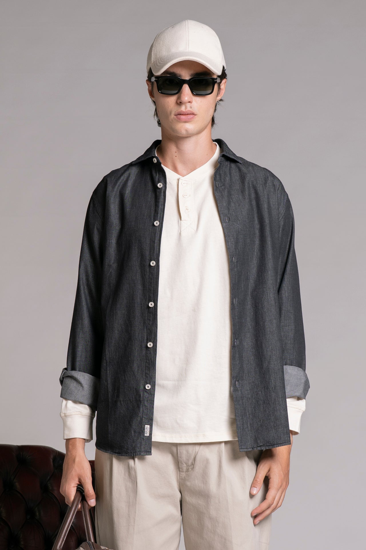 RILEY CAMICIA IN DENIM BLACK