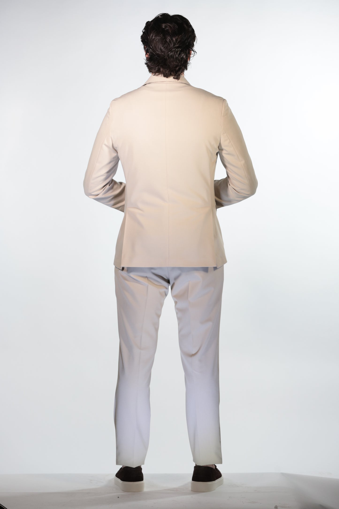 RPL ABITO MONOPETTO IN FRESCO LANA BEIGE