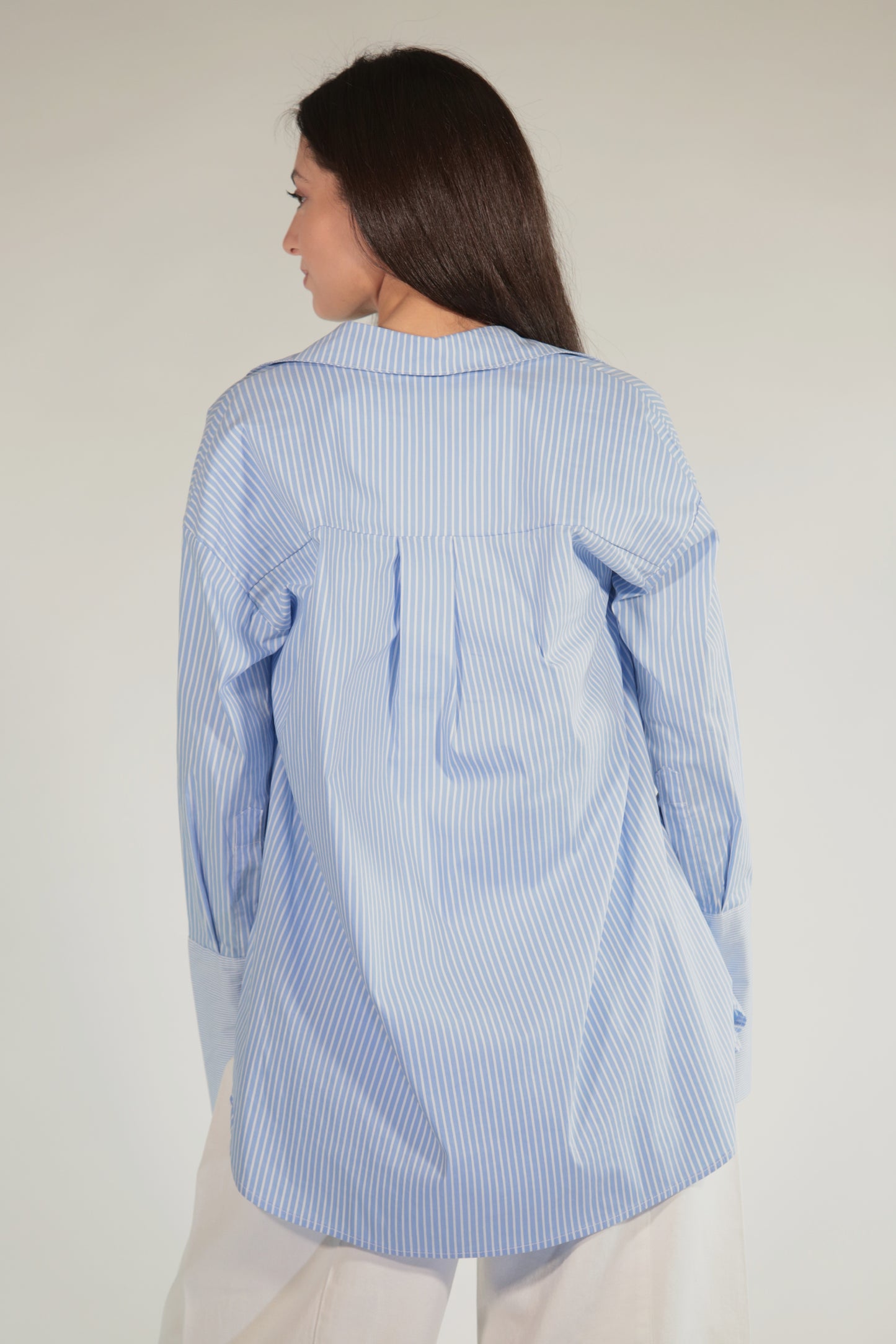 CAMI CAMICIA POPELINE A RIGHE SKY