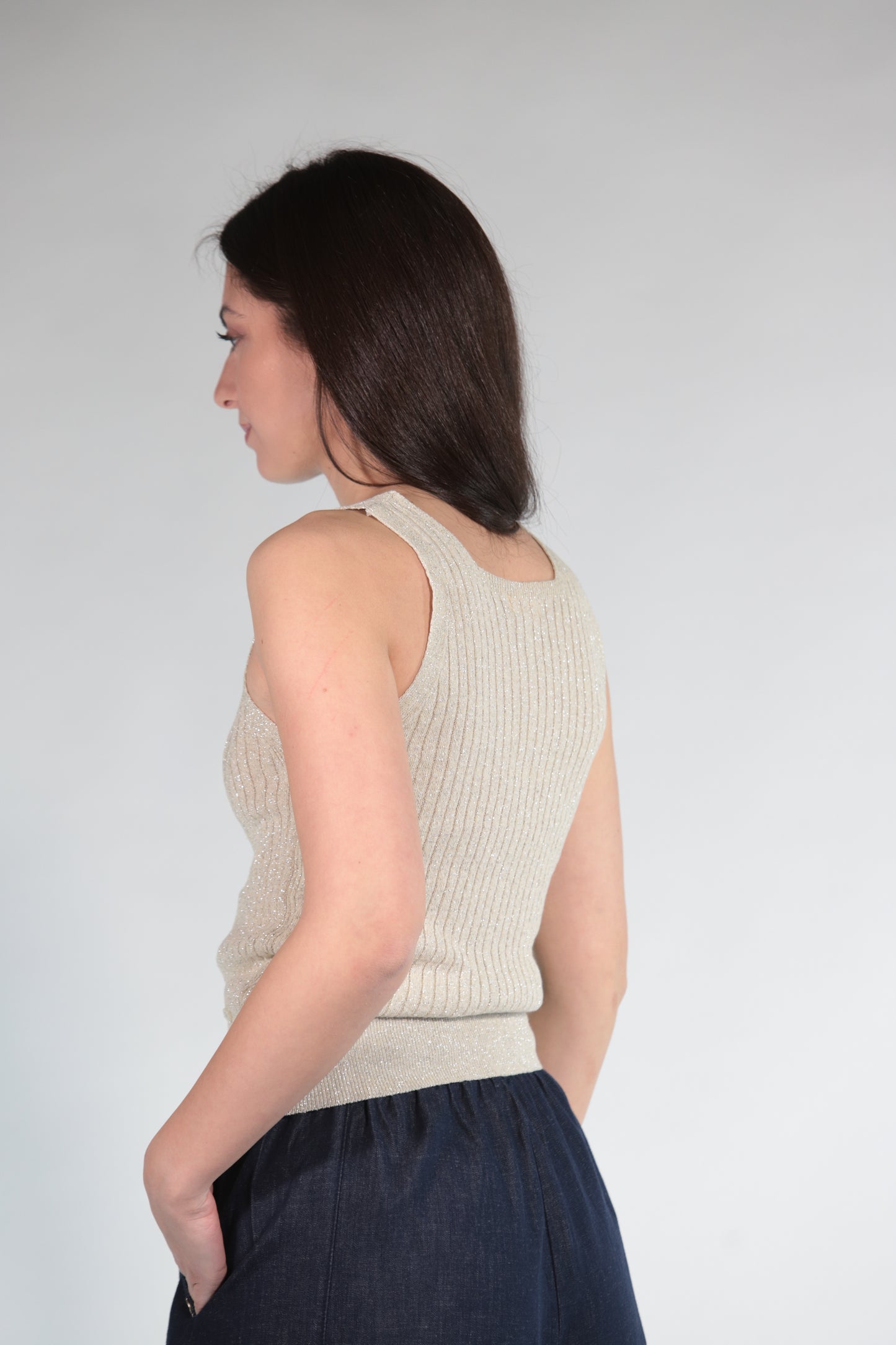 MARIKA TOP IN LUREX BEIGE