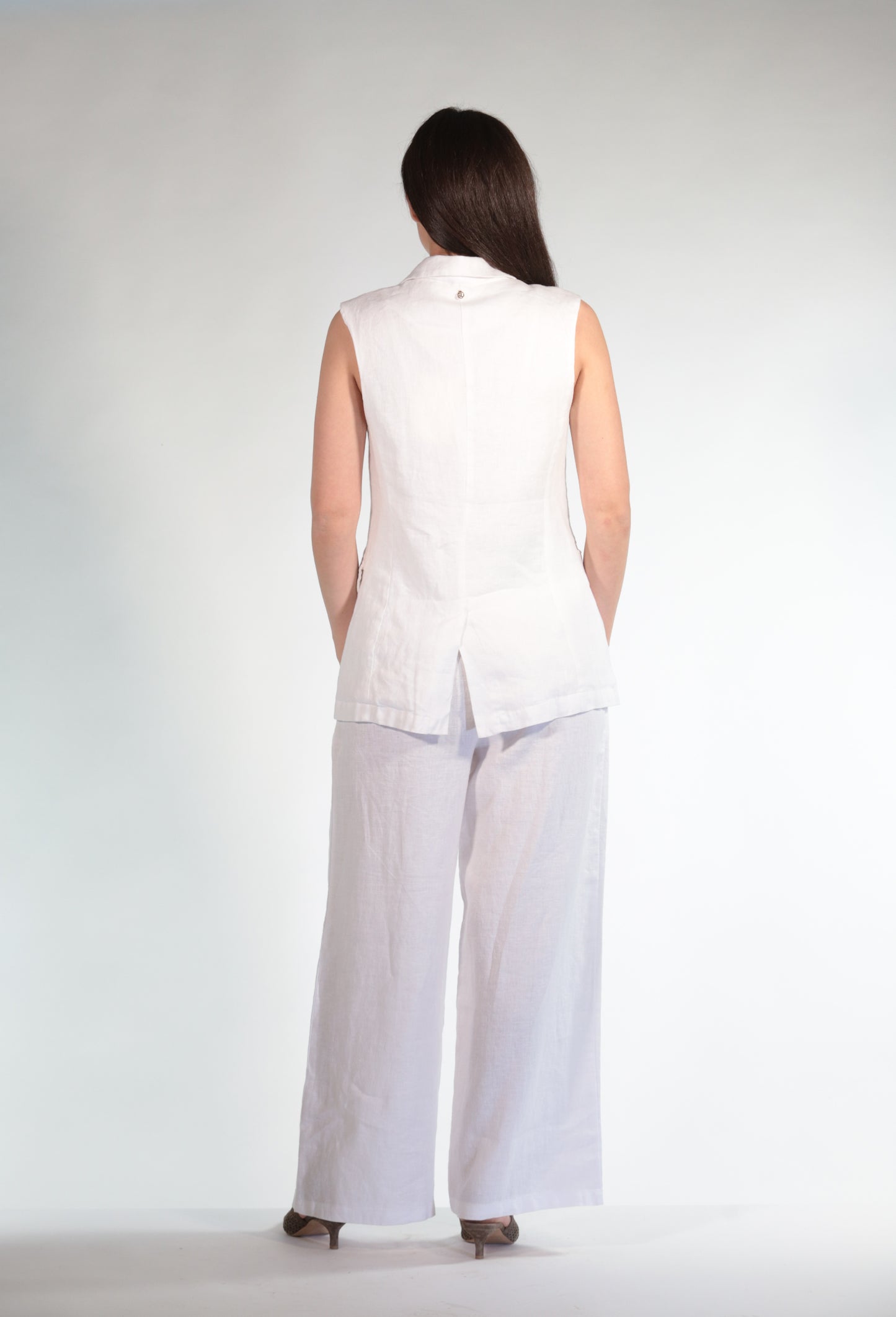 ERIKA PANTAPALAZZO WHITE IN PURO LINO