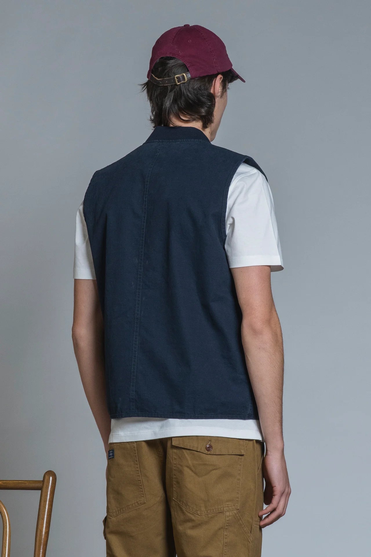 TERRY GILET ZIP COTTON SLUB NAVY