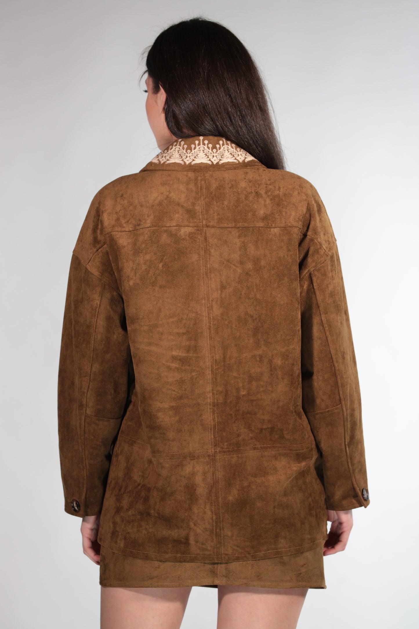 GWEN BLAZER IN ECO-SUEDE BROWN