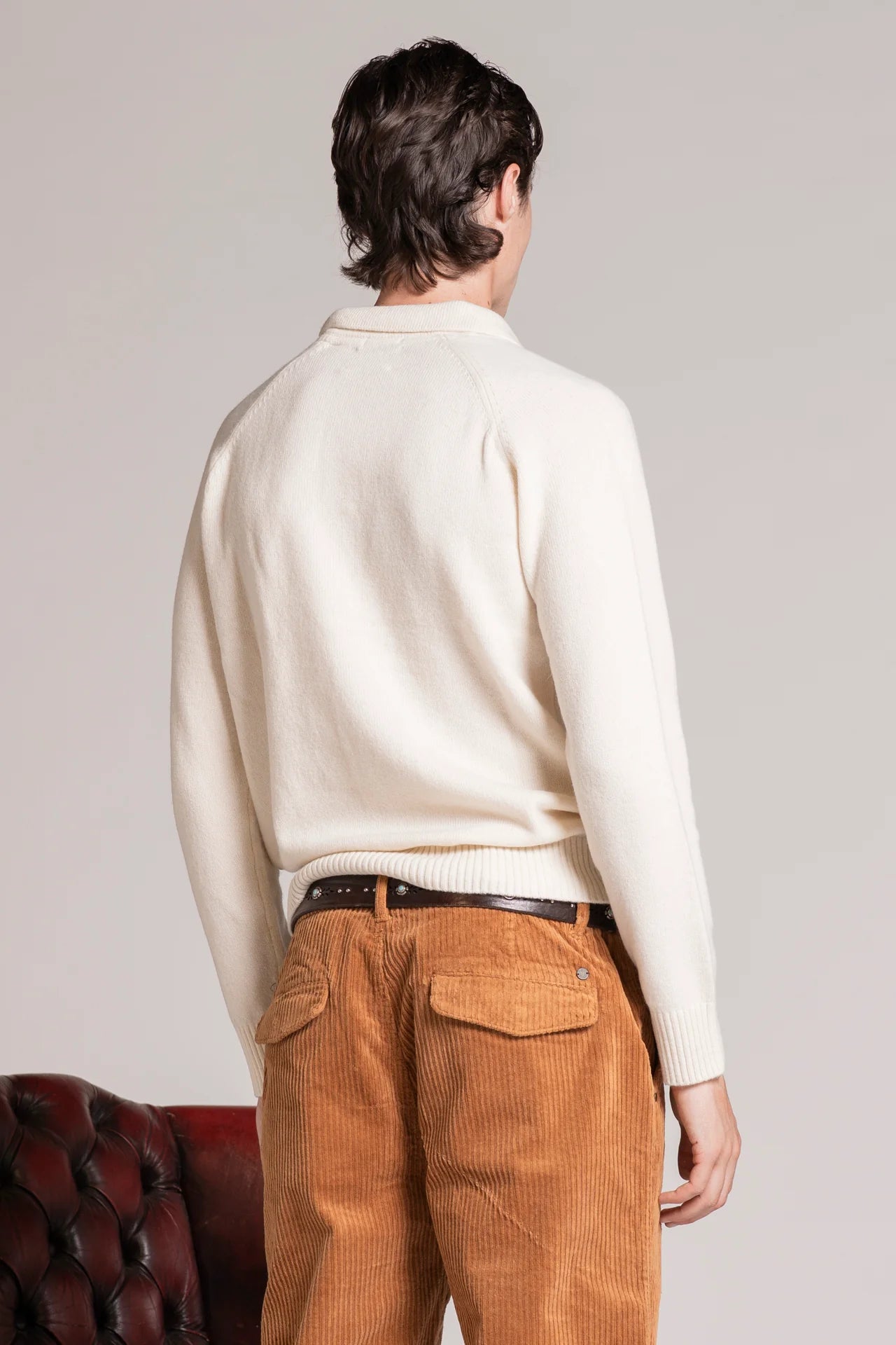 COLIN POLO SWEATER IN LAMBSWOOL WHITE