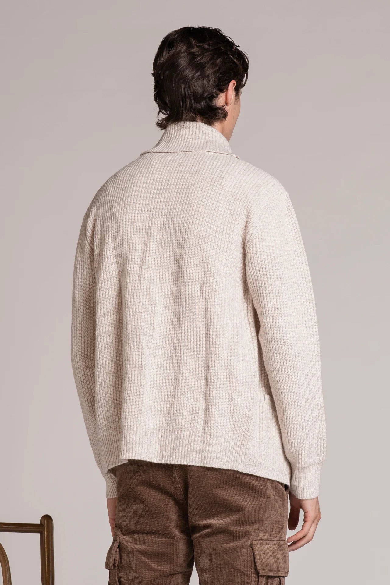 DANIEL CARDIGAN SCIALLATO IN MOULINE' ECRU'