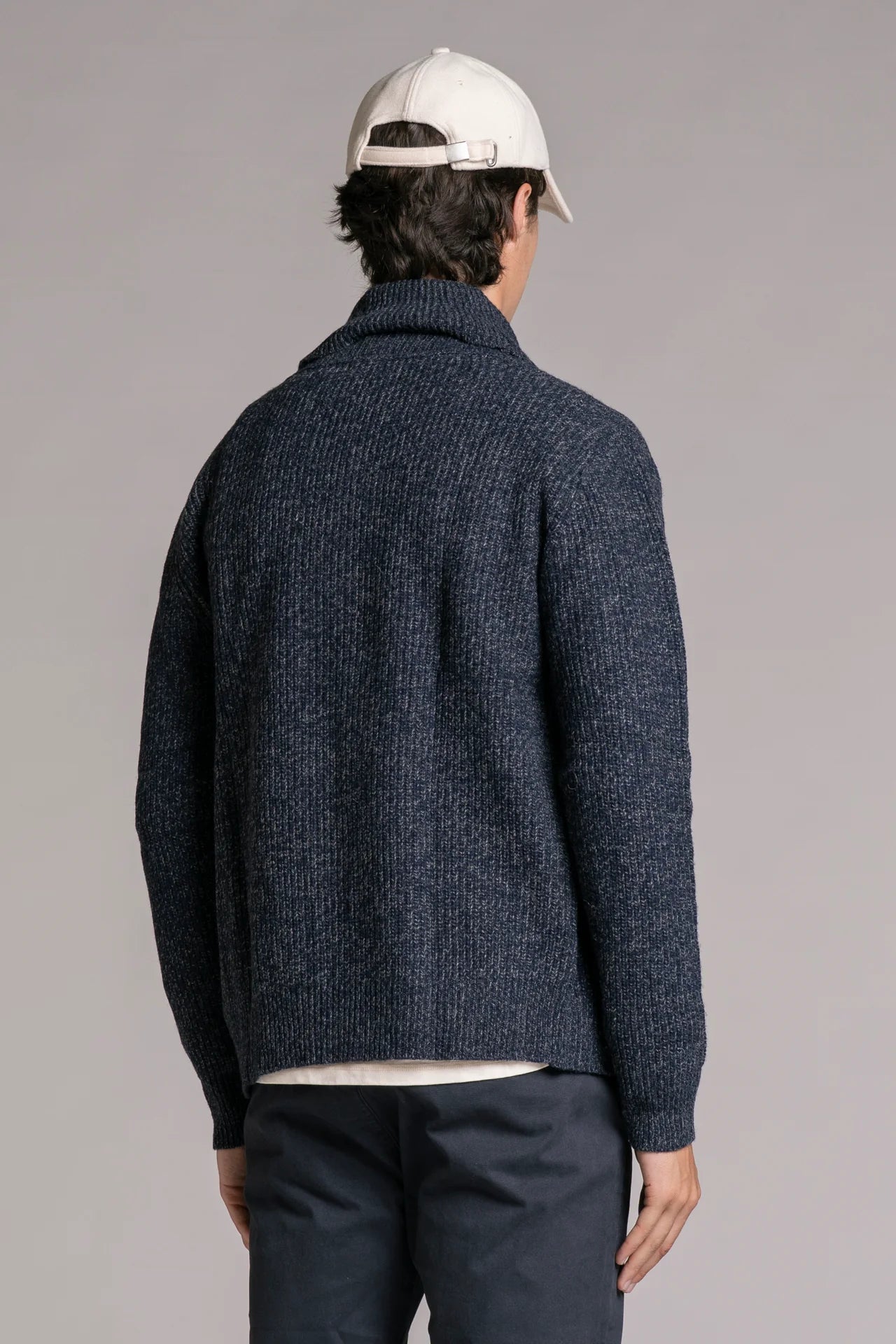 DANIEL CARDIGAN SCIALLATO IN MOULINE' NAVY