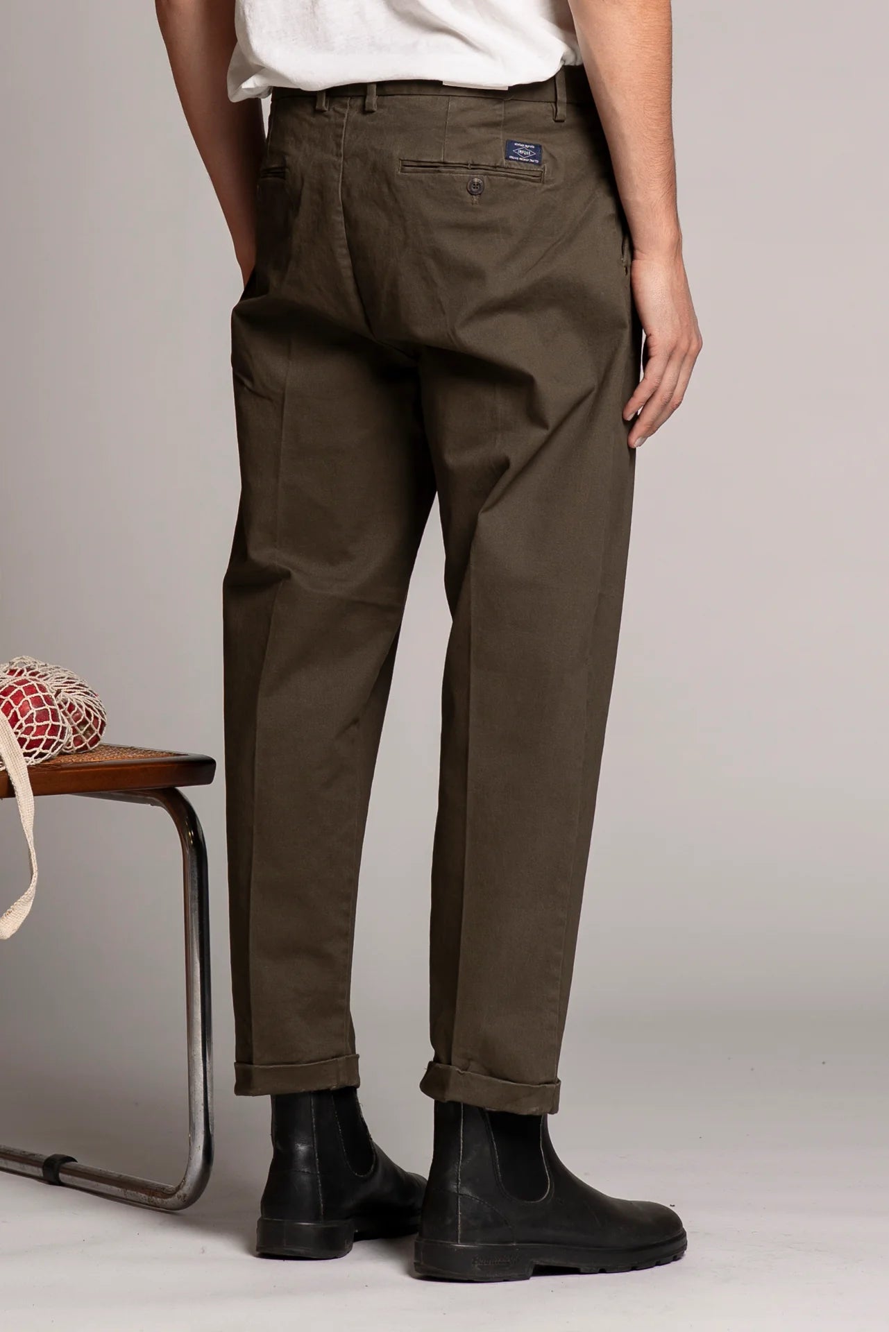 DEVIS CHINO LONG IN TWILL GREEN