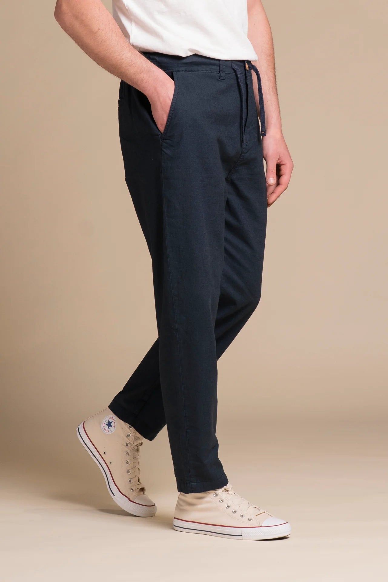 MILES CHINO LINO NAVY COMFORT FIT