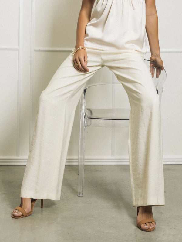 PANTALONE PALAZZO CON DOPPIA PINCE IN MODAL BURRO