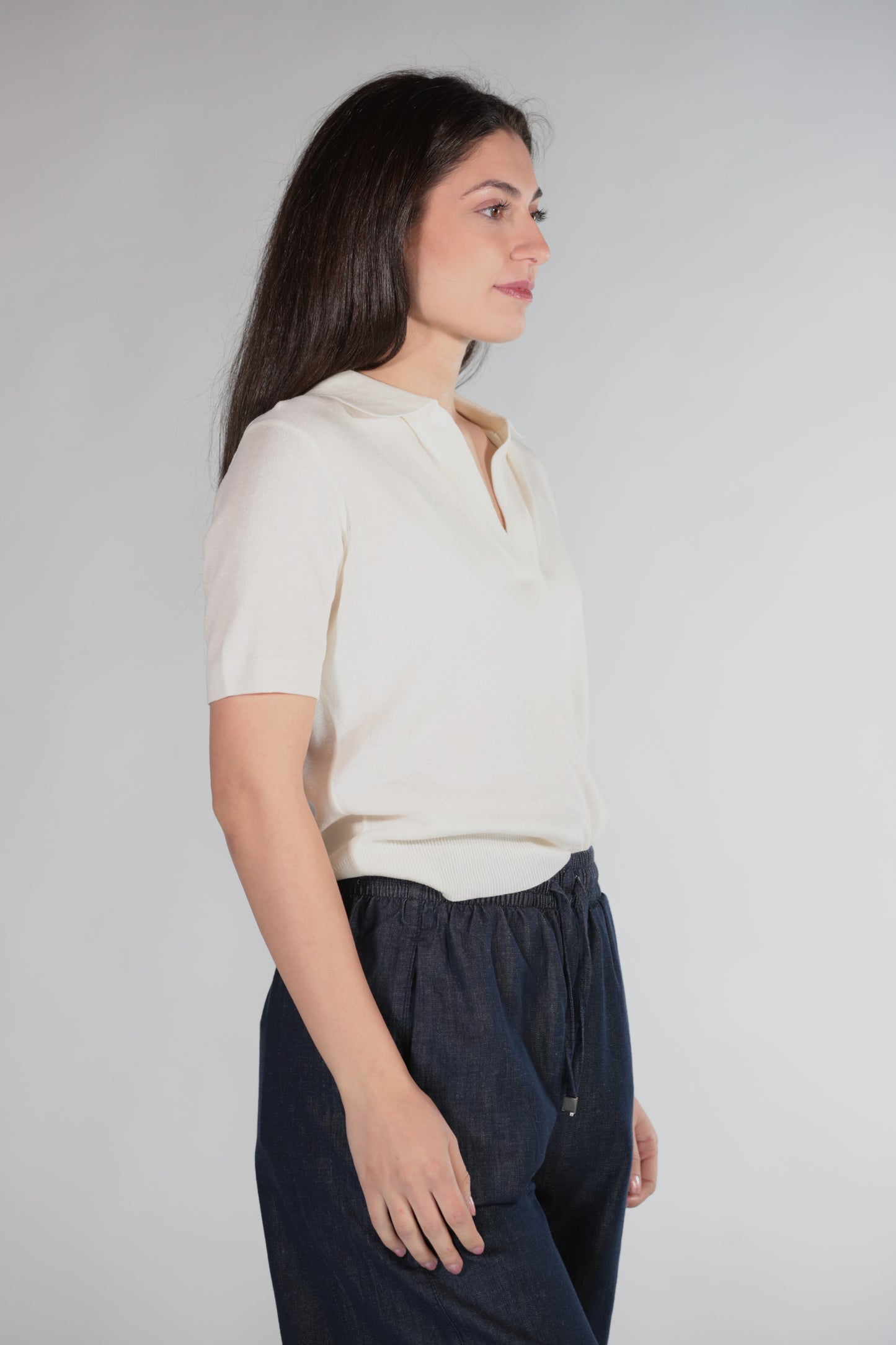 GINNY POLO IN FILO WHITE