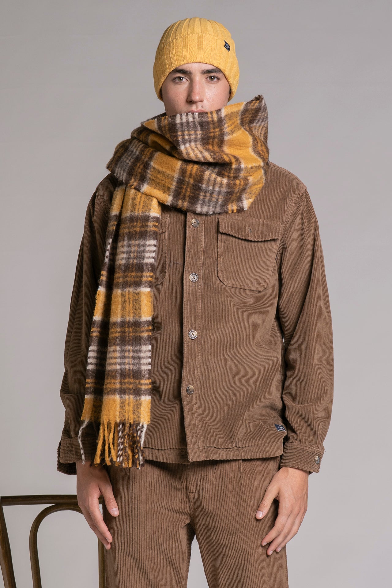 HERMAN SCIARPA FRANGE  CHECK YELLOW