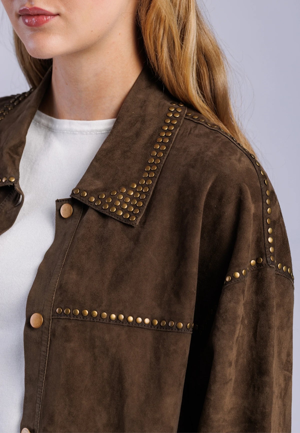FREANKNATION GIACCA MARRONE IN VERA PELLE CON APPLICAZIONI