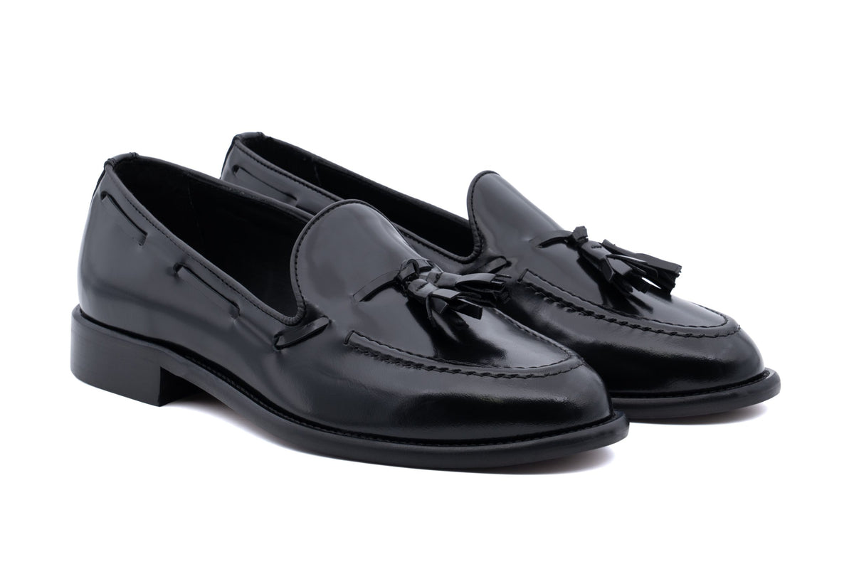 ANTICA CUOIERIA MOCASSINO CON NAPPINE IN SPAZZOLATO BLACK
