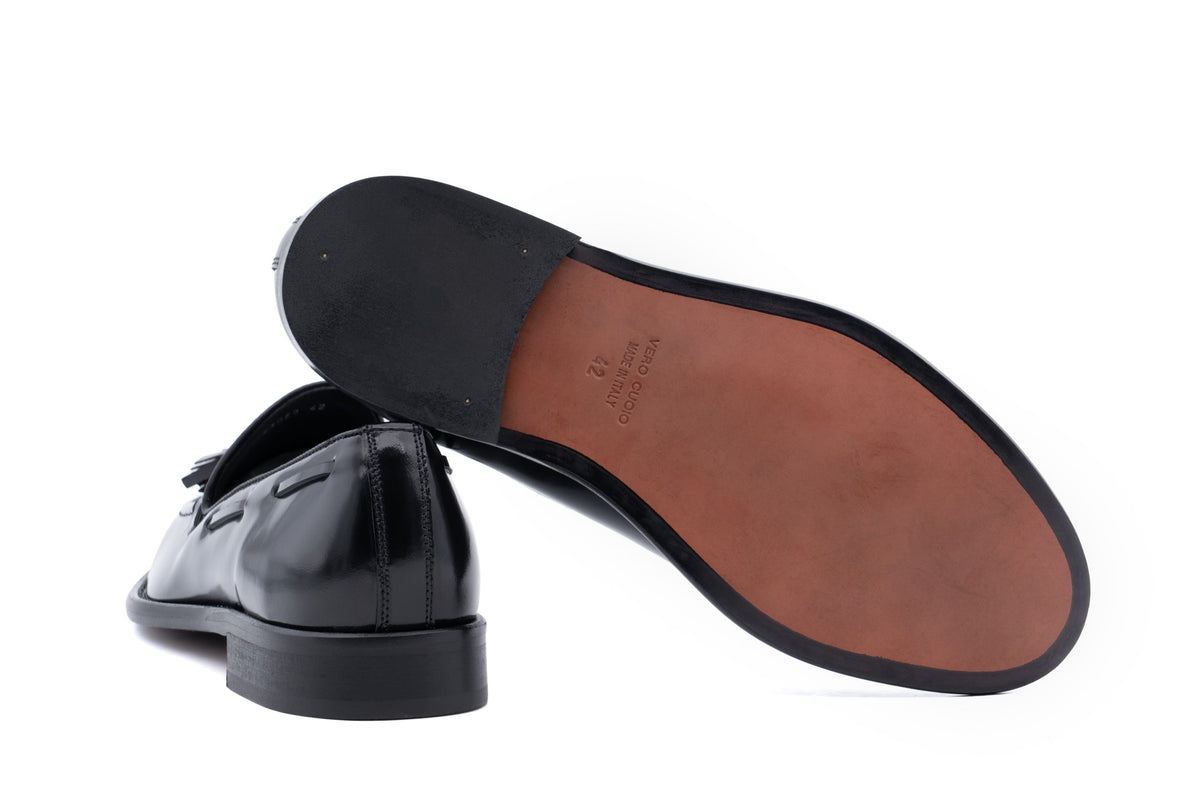 ANTICA CUOIERIA MOCASSINO CON NAPPINE IN SPAZZOLATO BLACK
