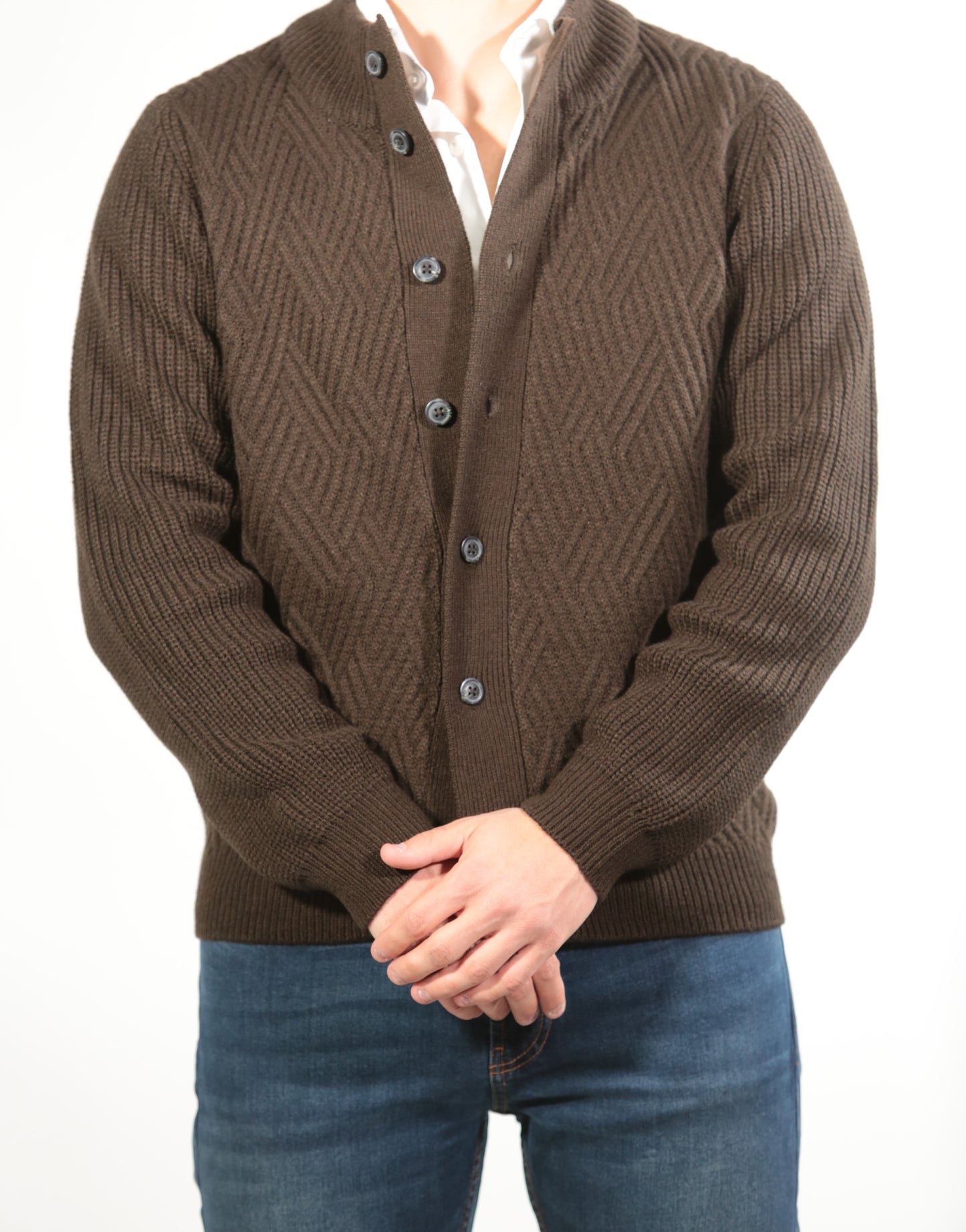 JACK GIUBBINO HERRINGBONE IN MERINOS  BROWN