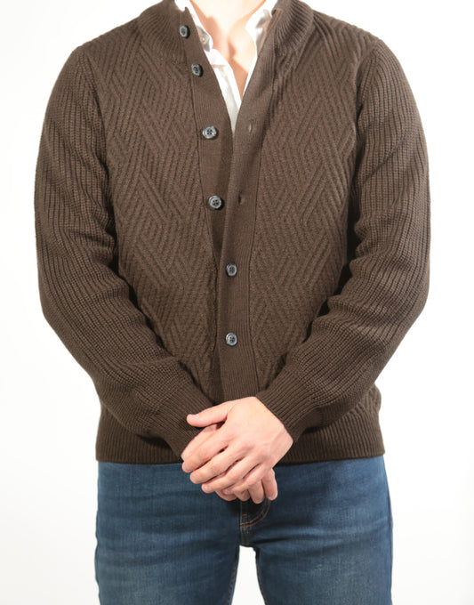 JACK GIUBBINO HERRINGBONE IN MERINOS  BROWN
