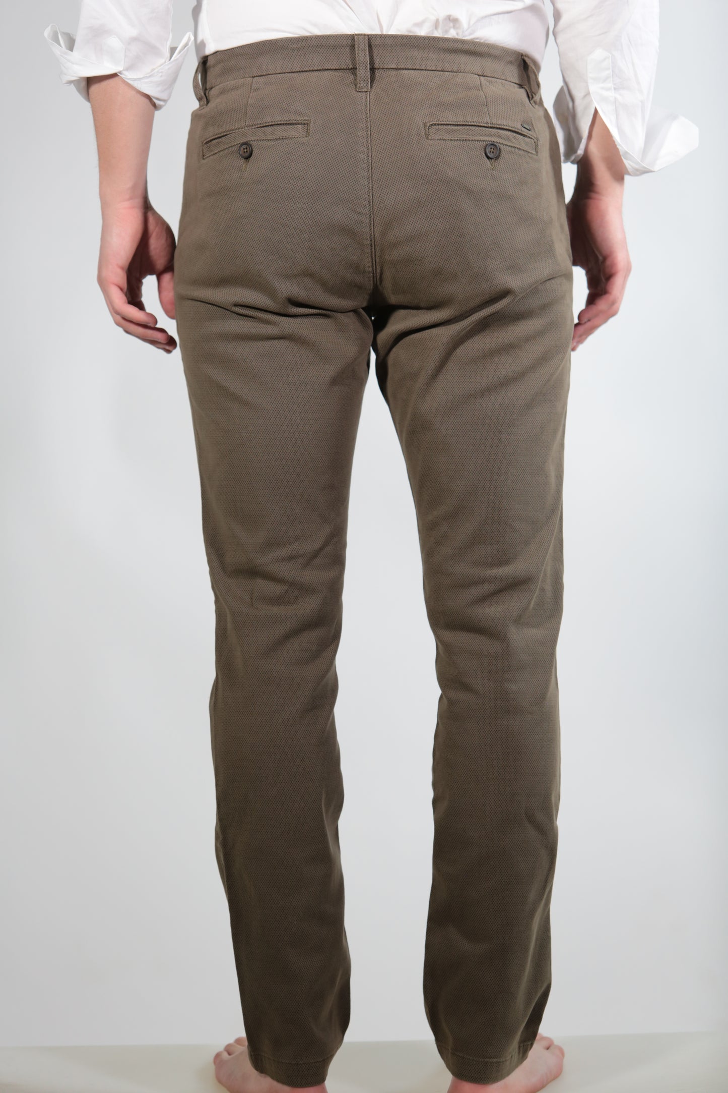 MIKE CHINO LONG IN TWILL MICROFANTASIA BROWN