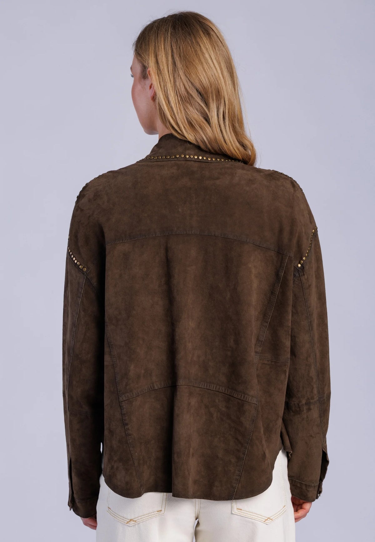 FREANKNATION GIACCA MARRONE IN VERA PELLE CON APPLICAZIONI