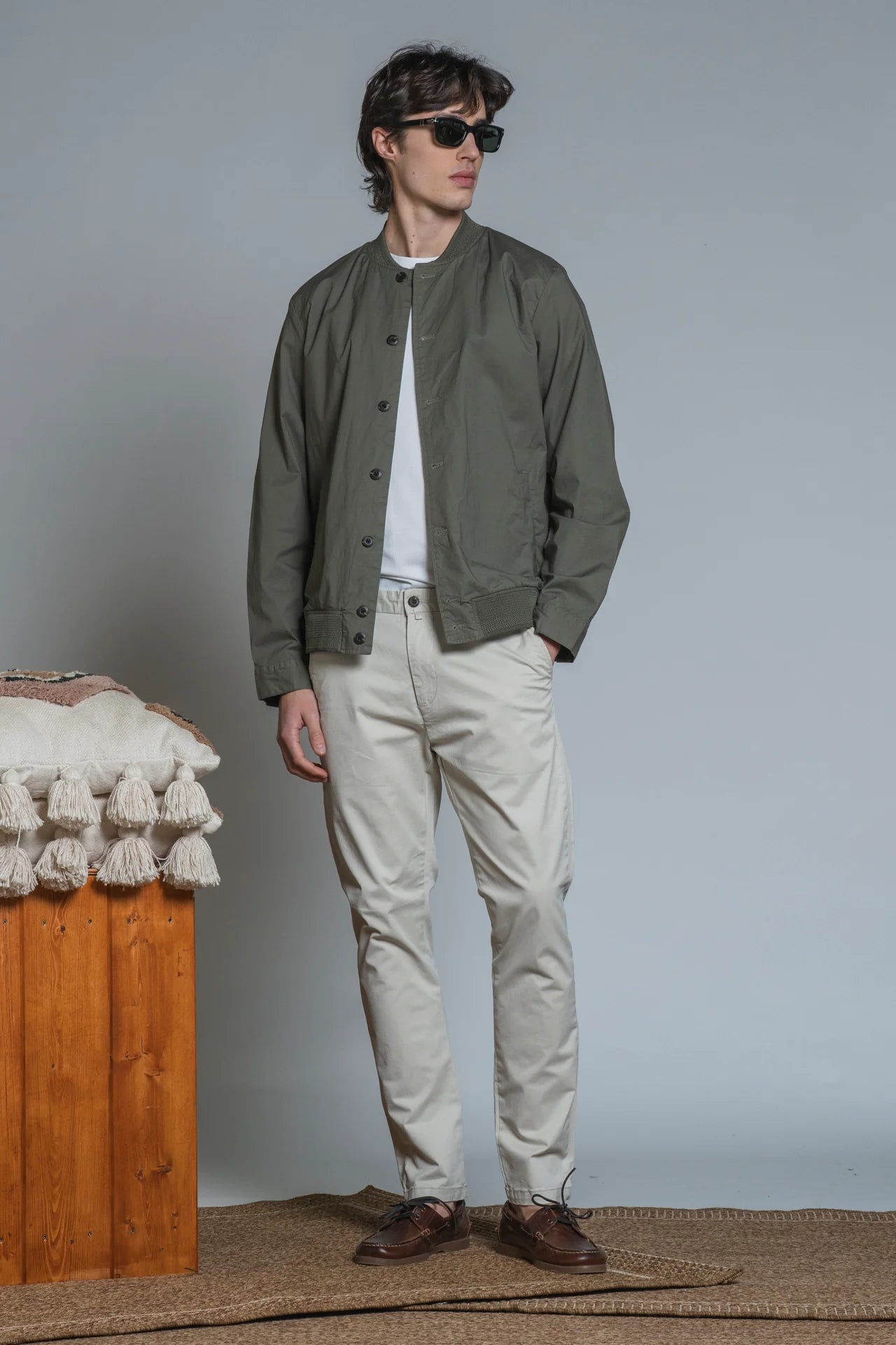 BRYAN CHINO LONG SLIM TWILL STRETCH ECRU