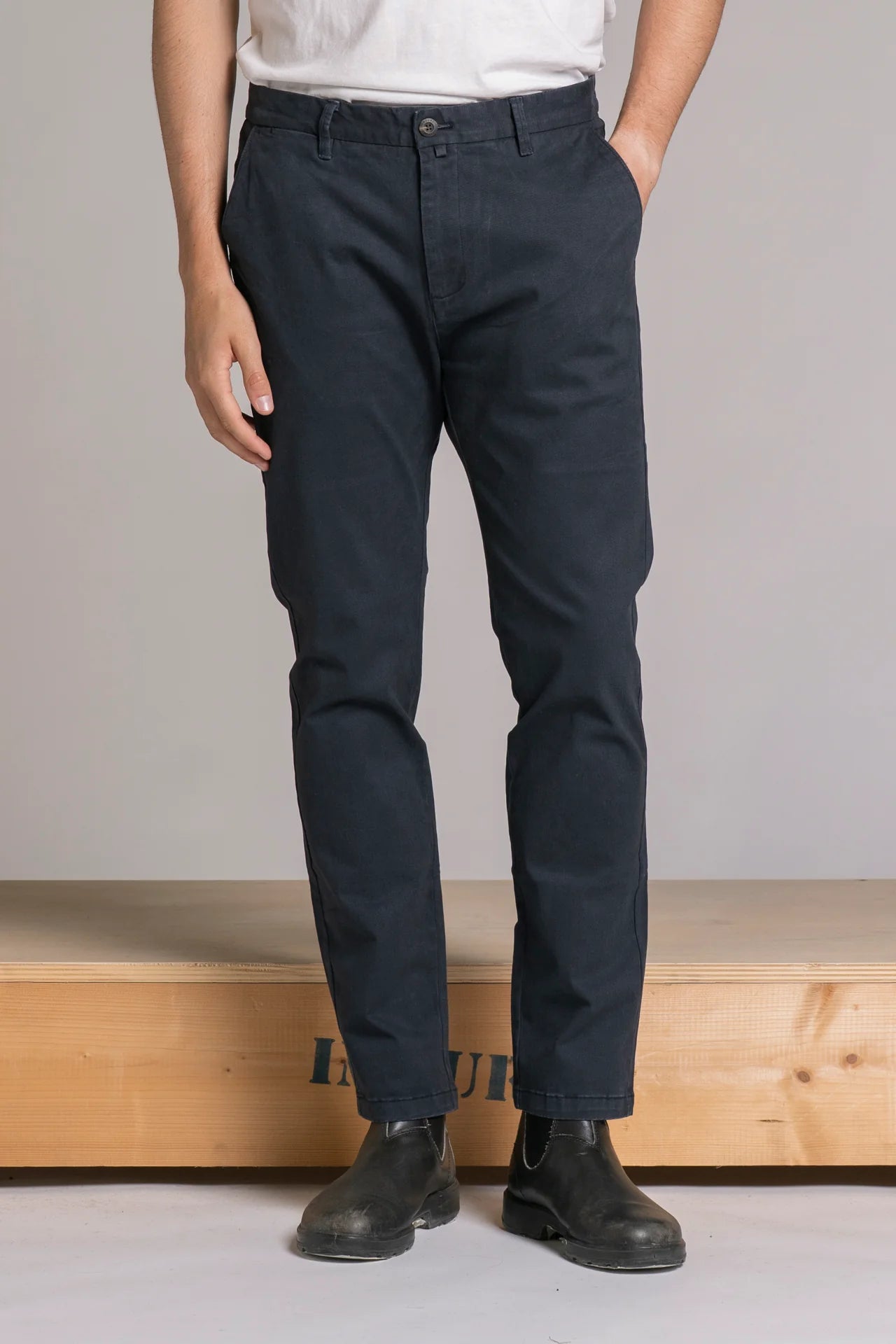 BRYAN  CHINO LONG IN TWILL NAVY