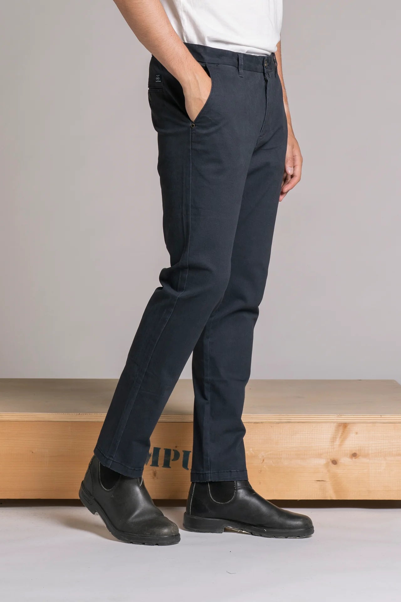 BRYAN  CHINO LONG IN TWILL NAVY