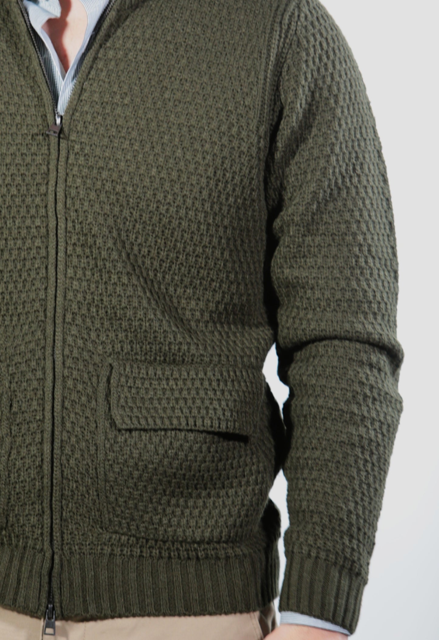 ERICK GIUBBINO FULL ZIP IN MERINOS GREEN
