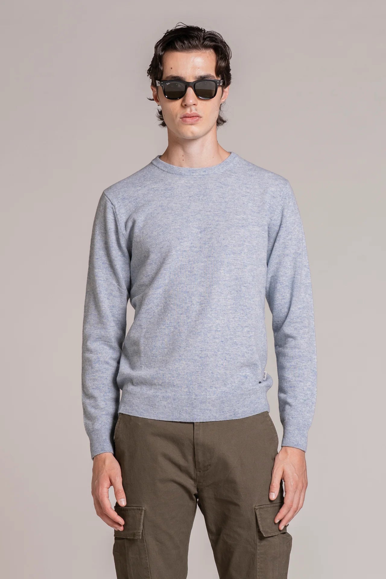 CHARLIE SWEATER IN LAMBSWOOL SKY MELANGE