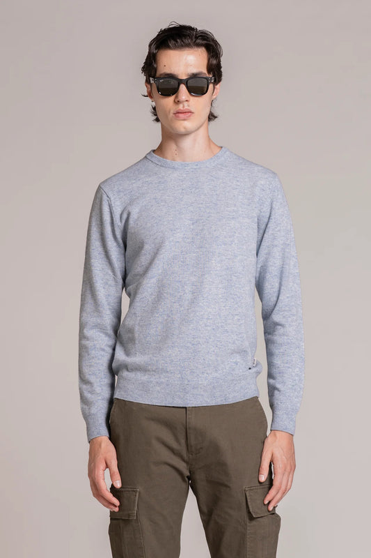 CHARLIE SWEATER IN LAMBSWOOL SKY MELANGE