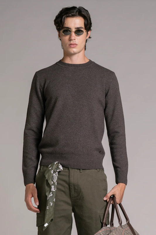 CHARLIE SWEATER IN LAMBSWOOL BROWN
