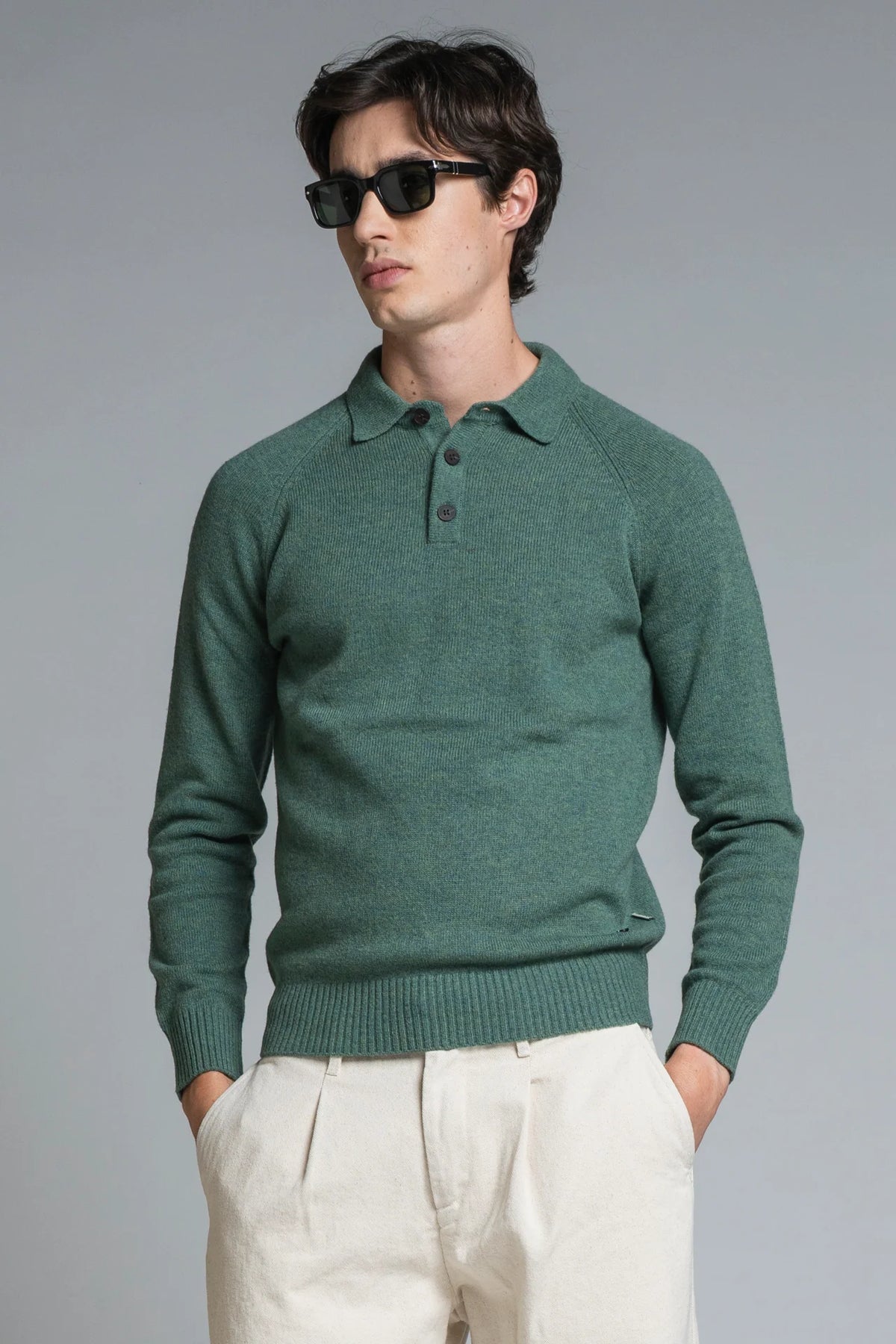 IMPURE COLIN POLO IN LAMBSWOOL GLASS GREEN