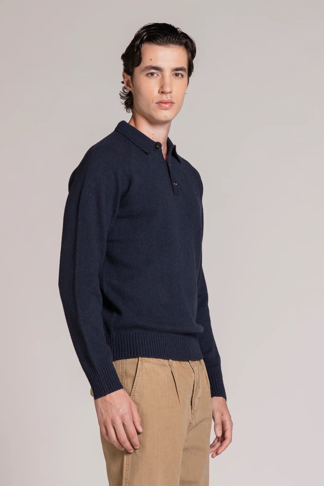 COLIN POLO SWEATER IN LAMBSWOOL NAVY