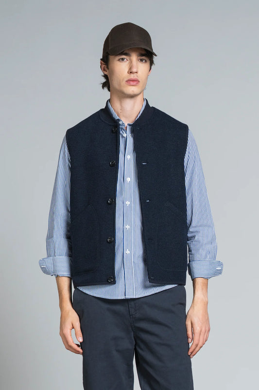 IMPURE DEAN GILET IN LANA COTTA NAVY