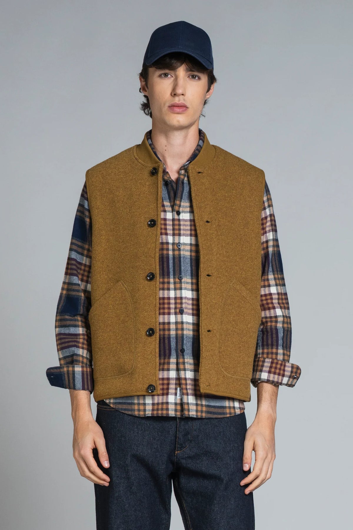 IMPURE DEAN GILET IN LANA COTTA OCRA