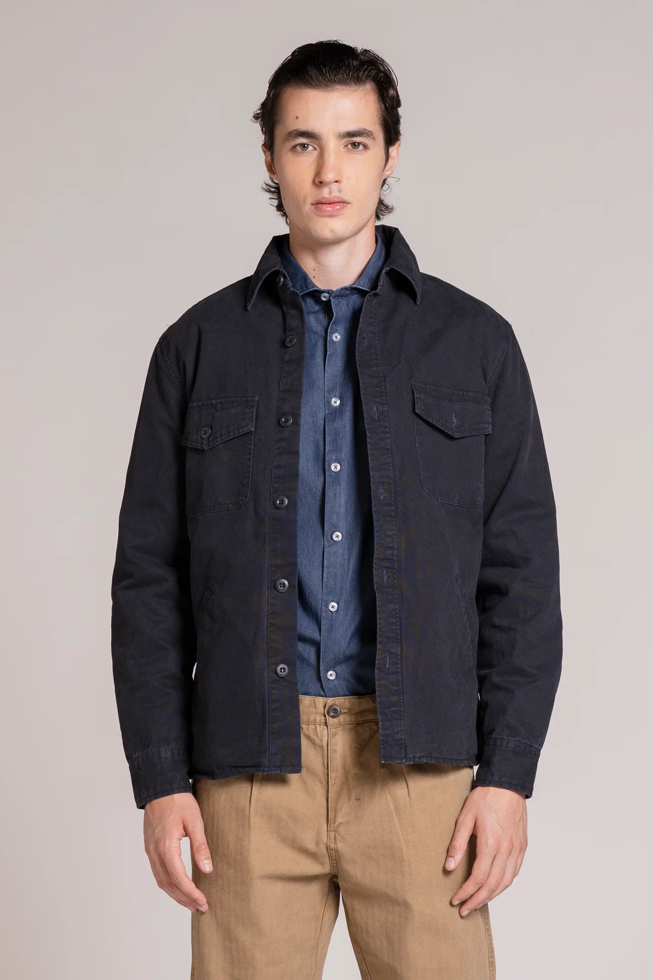 DEREK OVERSHIRT JACKET IN CANVAS NAVY