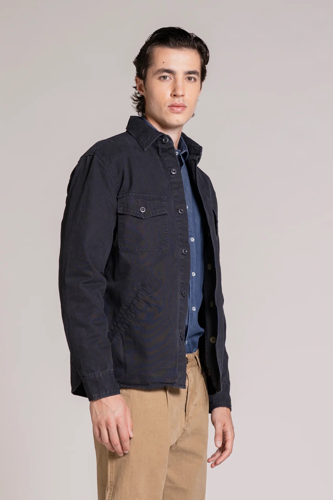 DEREK OVERSHIRT JACKET IN CANVAS NAVY