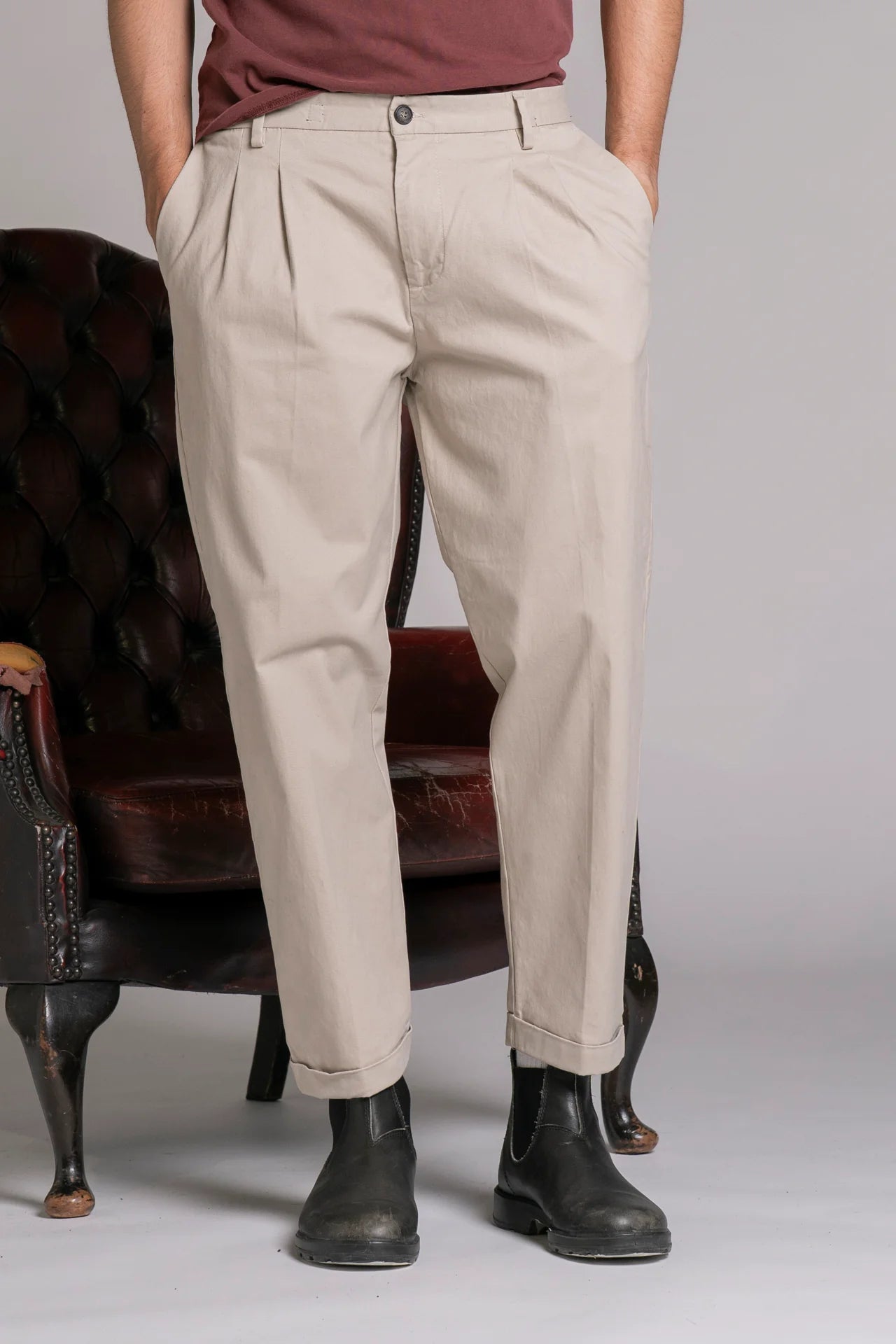 DEVIS CHINO LONG IN TWILL DESERT