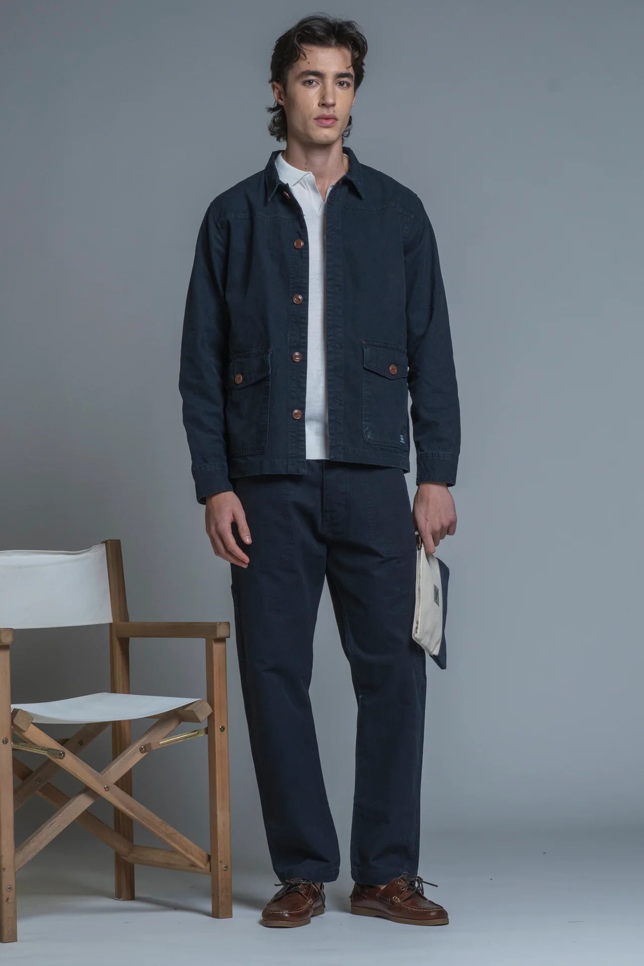 ETIENNE CPO JACKET IN CANVAS NAVY